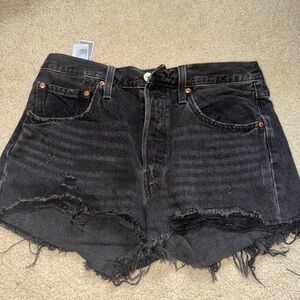 Women’s Levi 501’s Black Denim Shorts Size 30